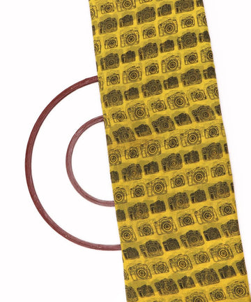 green camera print georgette fabric